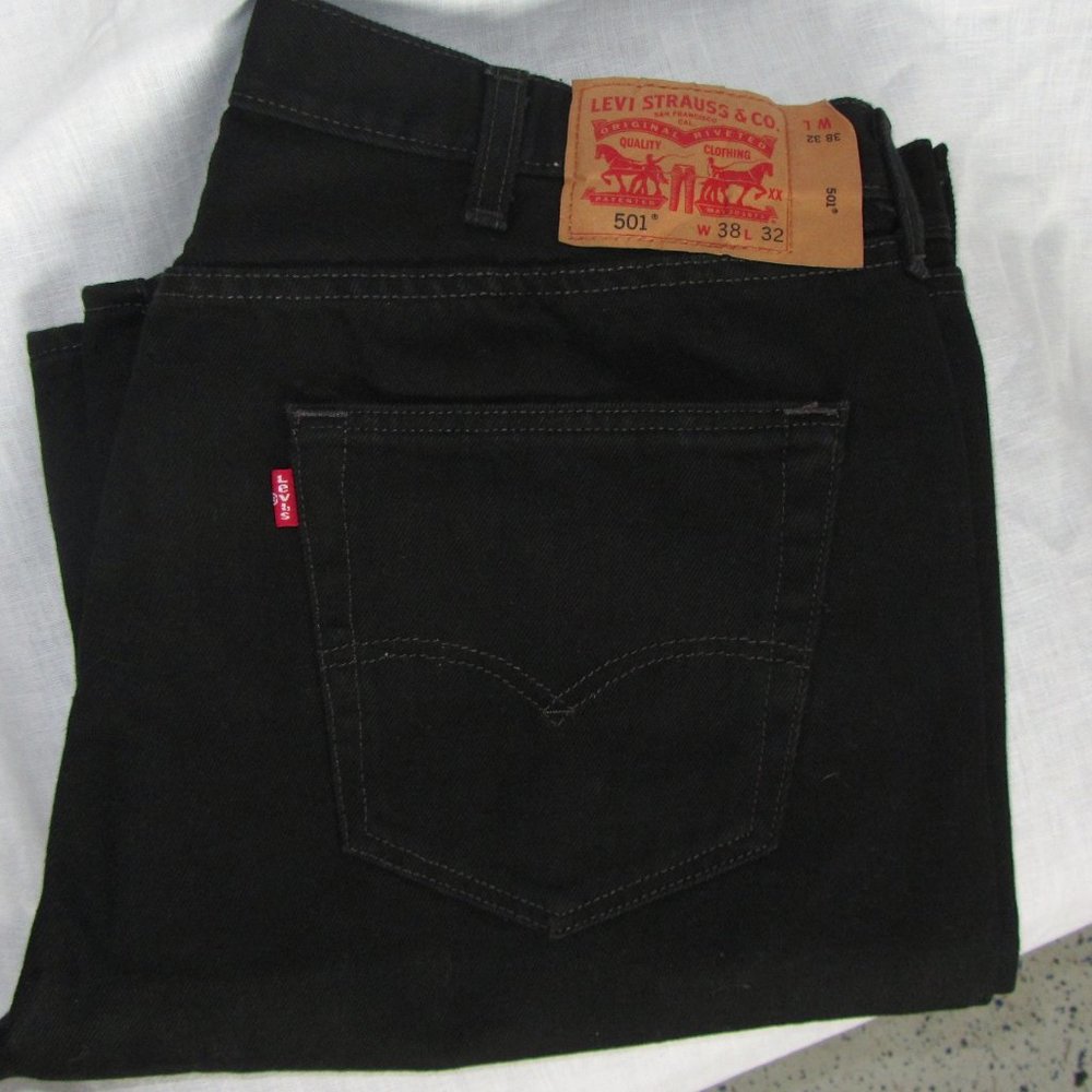 Levi's Jeans 501 Original Black 38x32 New Without Tags Mens Denim FREE SHIPPING